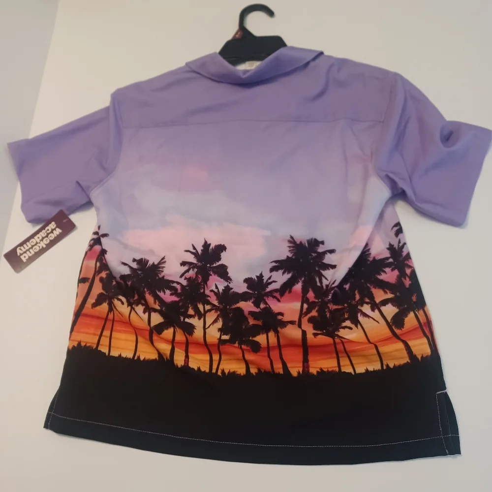 Weekend Academy Tropical Quick Dry Button Down Top Sz 10/12